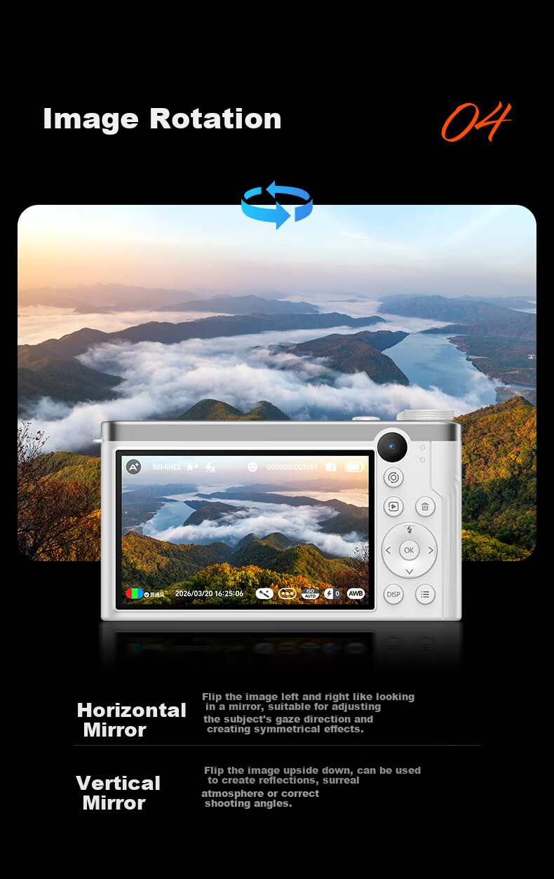 Patriot D11 Ultra Student Digital Camera Selfie Birthday Gift for Girls Entry-Level Mirrorless Alternative CCD White 128GB Children's Day Gift 16