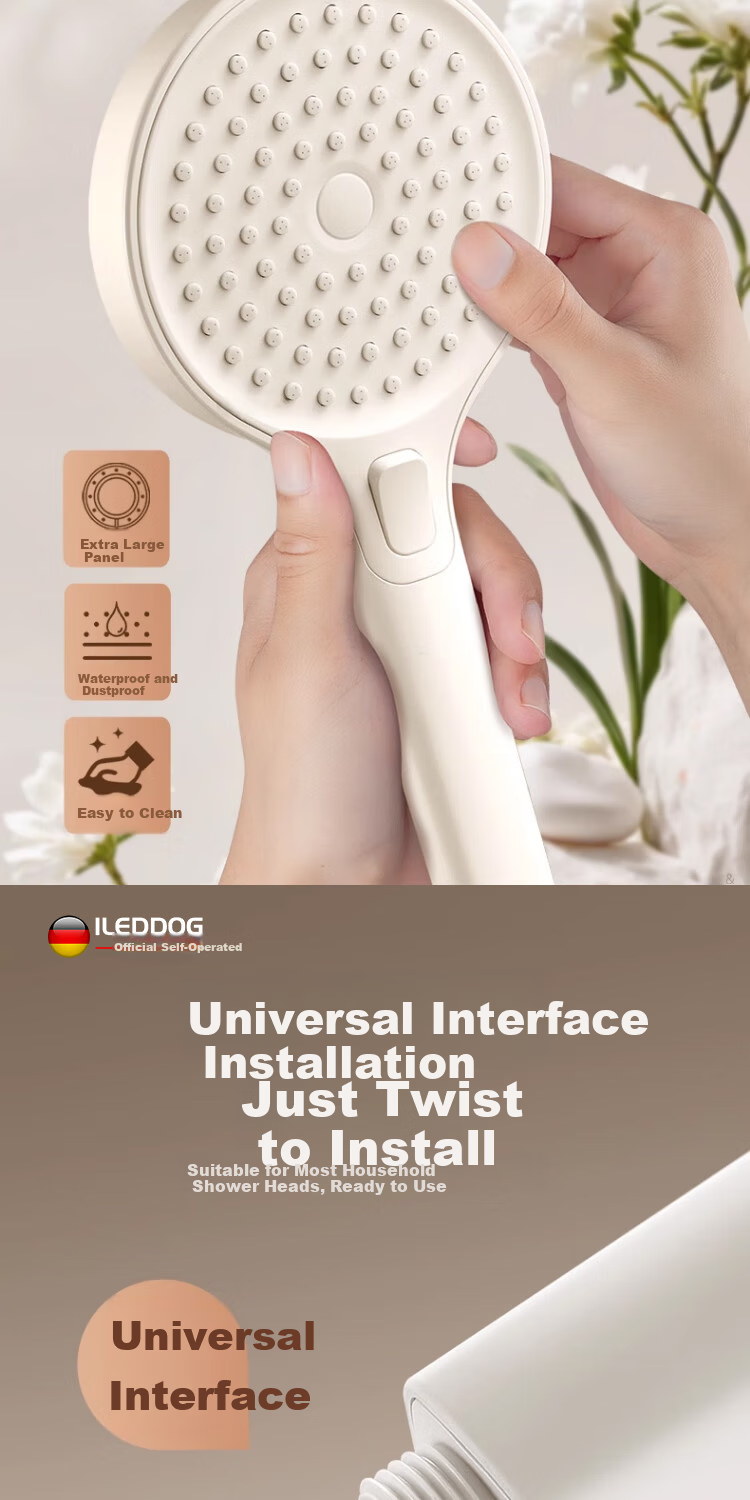 ILeddog [Germany] High-Pressure Shower Head Handheld Bathroom Rainfall Shower DS-248 12