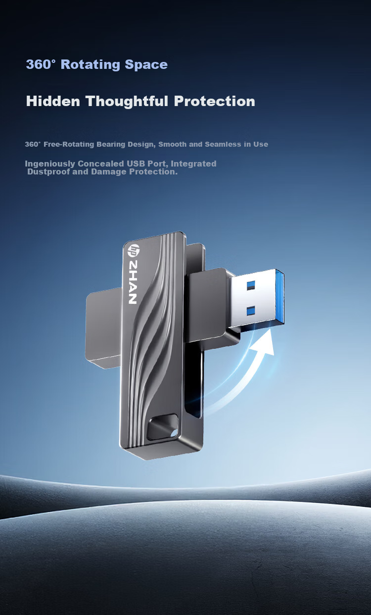 HP 512GB USB 3.2 Single-Head Rotating Flash Drive 150MB/s High-Speed Rotating USB Drive Business Office Study Computer Large Capacity Multi-System Compatible Gray 6