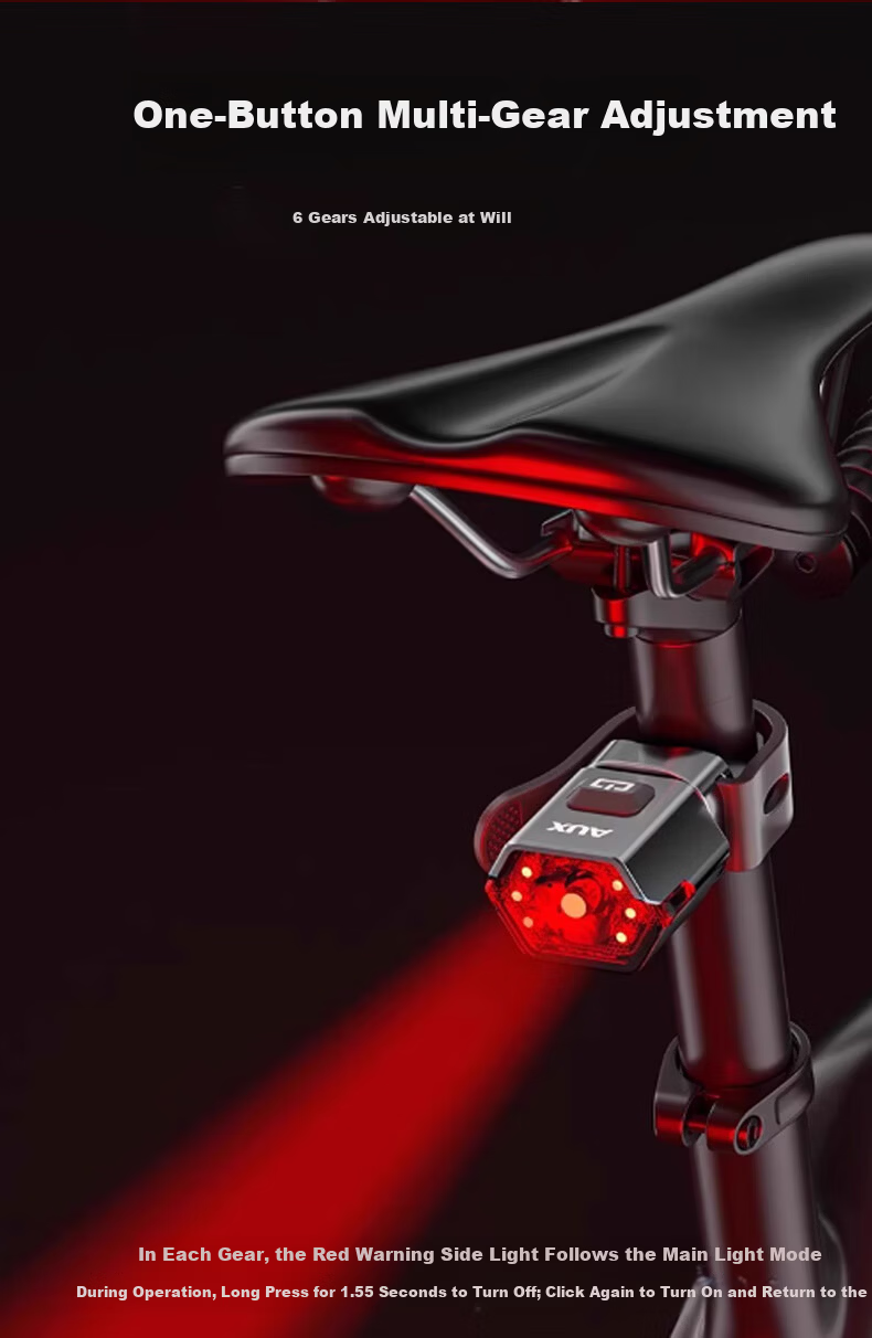 AUX Bicycle Light Mountain Road Bike Tail Light Multi-Mode Adjustable Rechargeable Night Riding Accessory 5