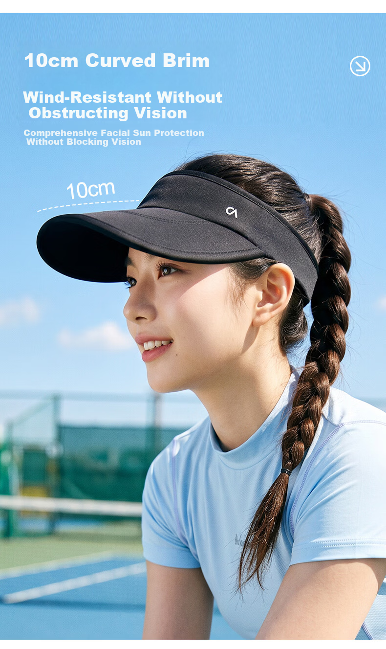 CACUSS Women's Summer Sun Protection Duckbill Cap Ice Silk Open-Top Baseball Cap Men's Outdoor Sports Cycling Sun Hat Black 5