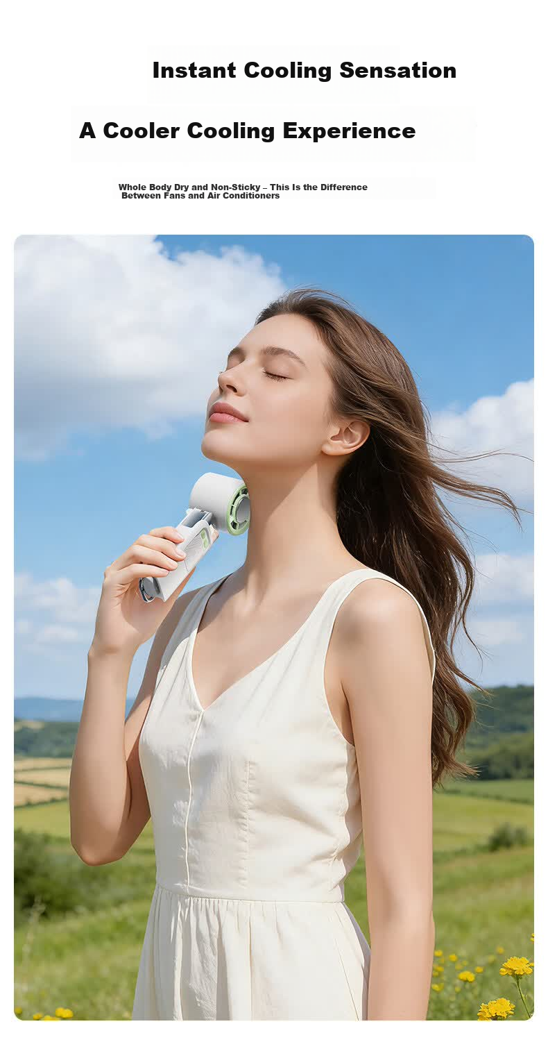 AUX 2026 New Handheld Cooling Fan Portable Superconducting Ice Compress Personal Cooling Device Small Office Silent Outdoor Commuting Long Battery Life Fan 12
