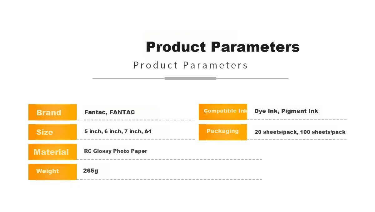 FANTAC RC Waterproof Glossy Photo Paper 6R/8 Inch 265g Color Inkjet Printing Photo Paper 30 Sheets 9895-730 6