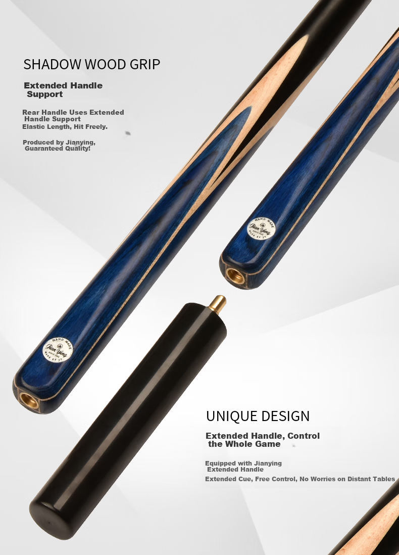 Jianying Billiard Cue Small Tip Chinese Black 8 Eight-Ball English Snooker White Waxwood Split Universal Pool Cue Blue Dragon 22