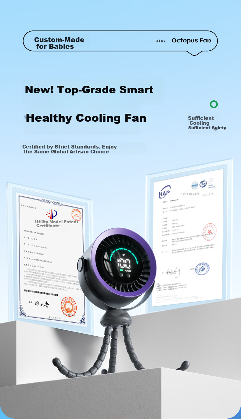 AUX Baby Stroller Mini Octopus Folding Desktop Portable Handheld USB Fan Baby Special Outdoor Cooling Essential Long Battery Life 1