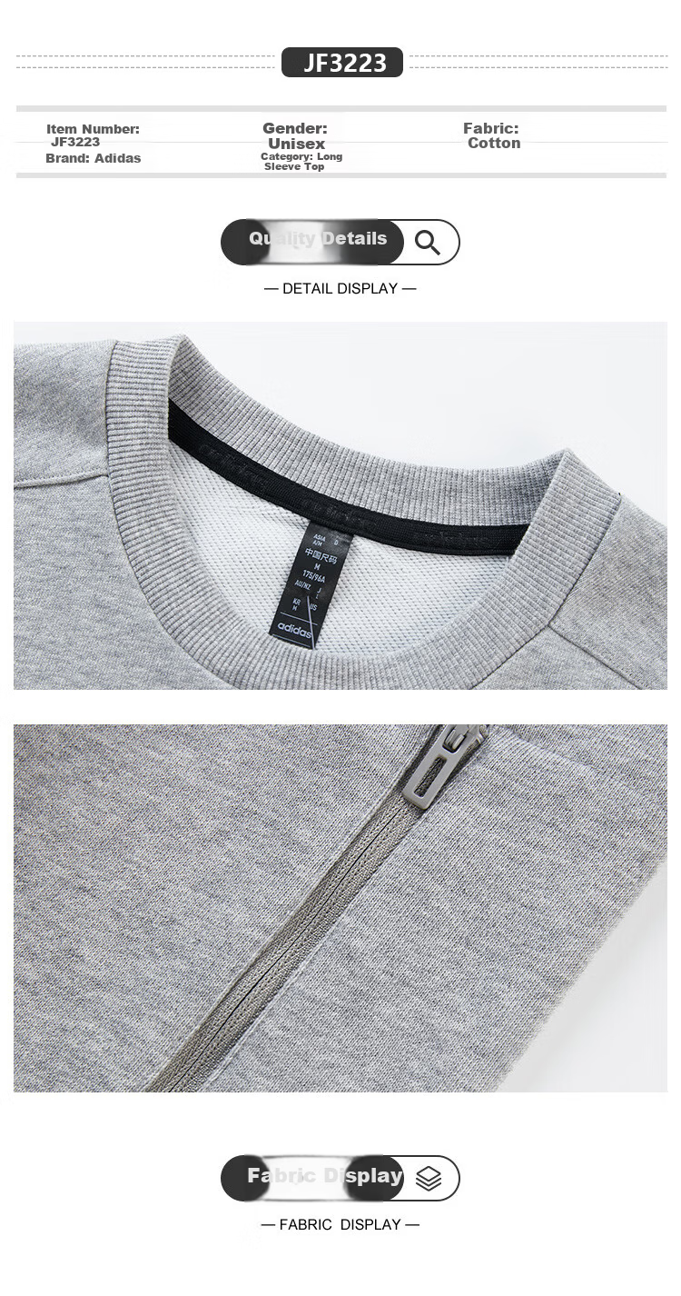 Adidas Men's Pullover Comfortable Trendy Sports Knitted Crewneck Sweatshirt JF3222 2