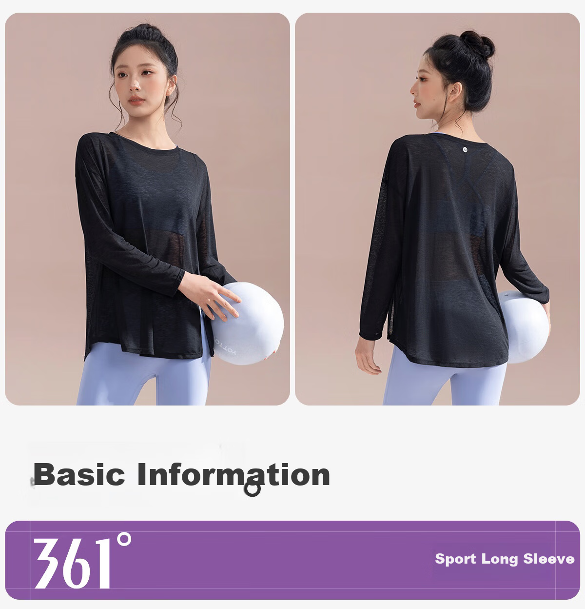 361° Women's Yoga Top Lightweight Loose Breathable Long Sleeve Pullover Professional Pilates Training Fitness Wear 24