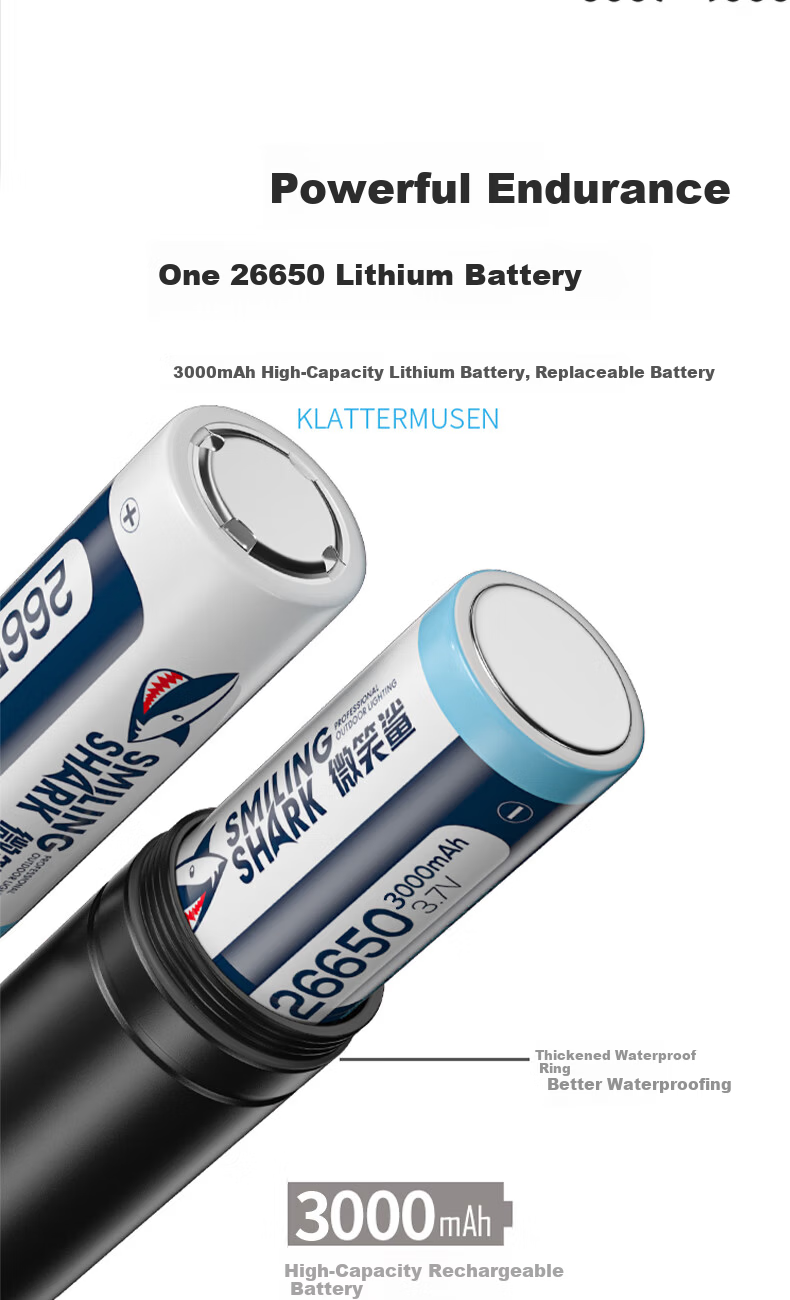 Smile Shark 717 High-Power Flashlight Ultra-Long Battery Life Outdoor Survival Bright 200000 Lumen Laser Beam 5
