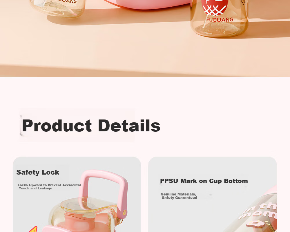FUGUANG Children's PPSU Dual-Use Straw Cup Student School Water Bottle for Boys and Girls Pregnant Women High-Temperature Resistant Plastic Cup 21