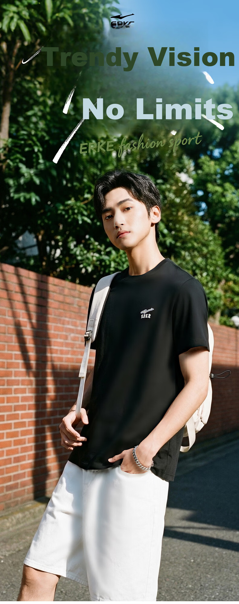 Erke Men's Short Sleeve T-Shirt Summer Casual Outdoor Sports Crew Neck Knit Tee Loose Fit Trendy Top 1