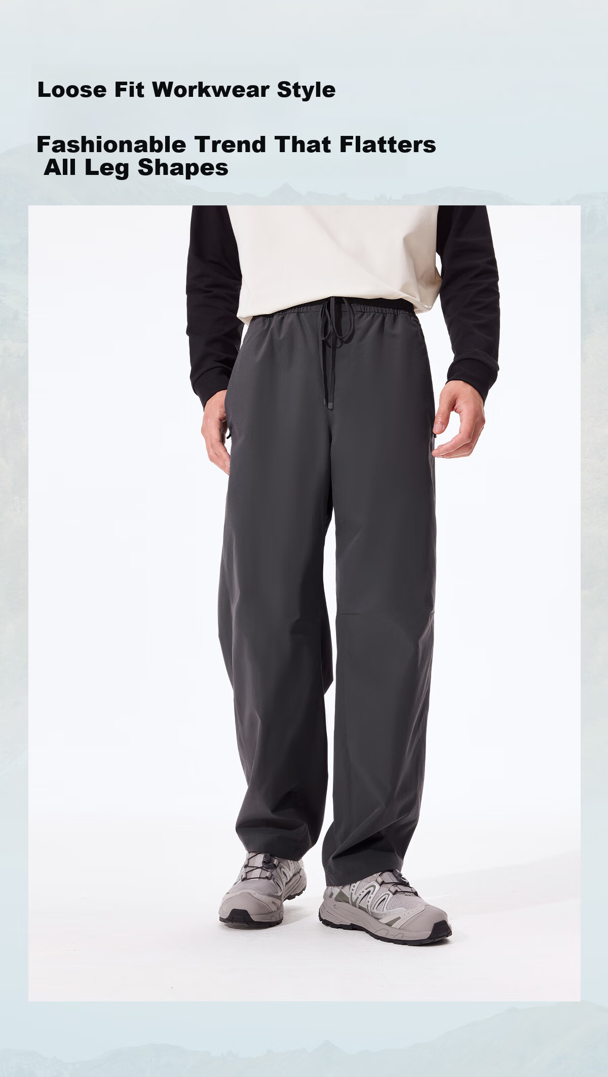 Panda Zhang Yuxi Casual Straight-Leg Loose Water-Repellent Hiking Sports Pants Unisex 9226, L 3