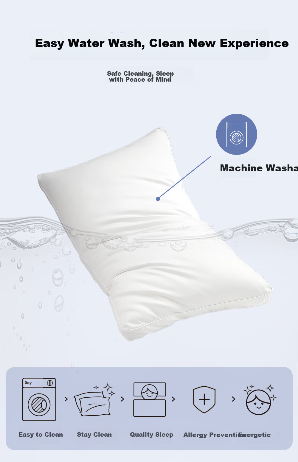 One's Member Antibacterial and Anti-Mite Fiber Pillow 60s 850g Low Pillow Single Pack 4