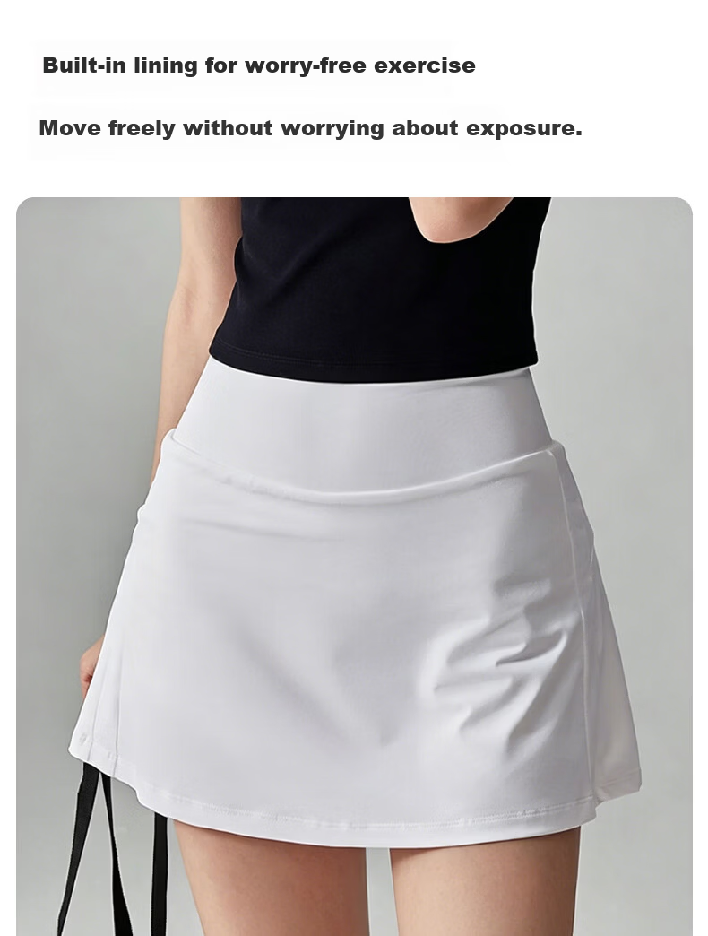 Xueqiman Women's Summer High-Waist Tennis Skirt, Two-in-One Anti-Exposure Yoga Pilates Fitness Skirt 5