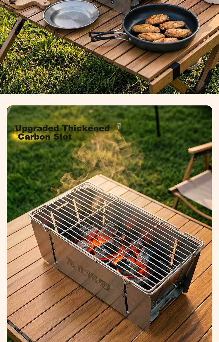Beyond Wilderness 005 Briefcase BBQ Grill Portable Stainless Steel Outdoor Camping Stove (7-Piece Set) 3