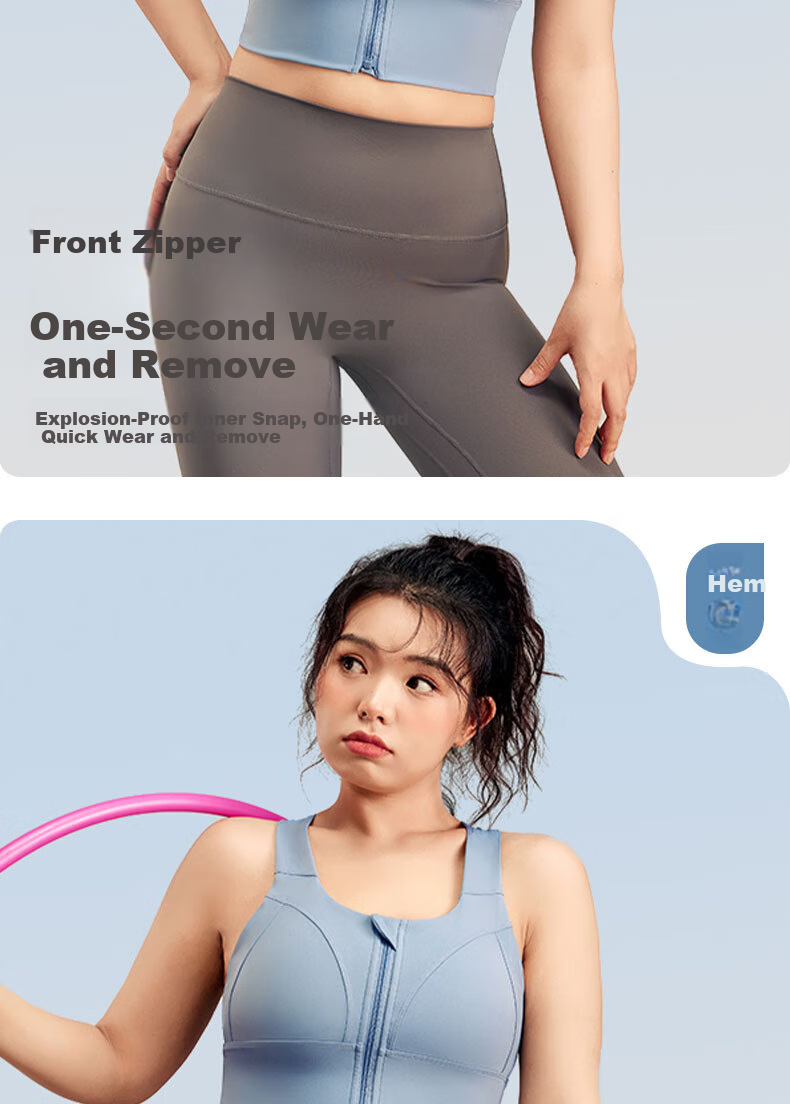 XUEXIMAN Plus Size High Impact Sports Bra for Women, Anti-Shock Running Fitness Front Zipper Yoga Tank Top 6