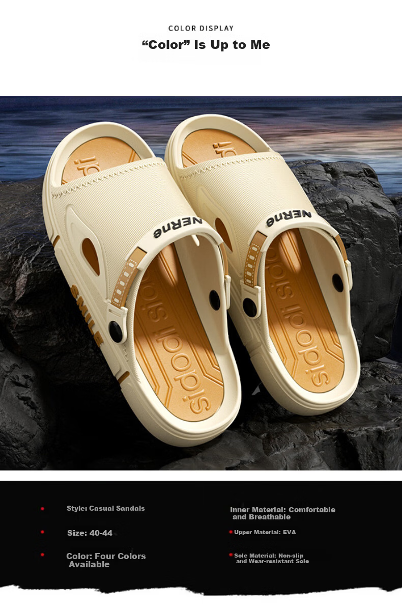 FOOTOPPO Men's Outdoor Dual-Purpose Sandals Beach Shoes Thickened Slippers Summer Non-Slip Sports Sandals 12