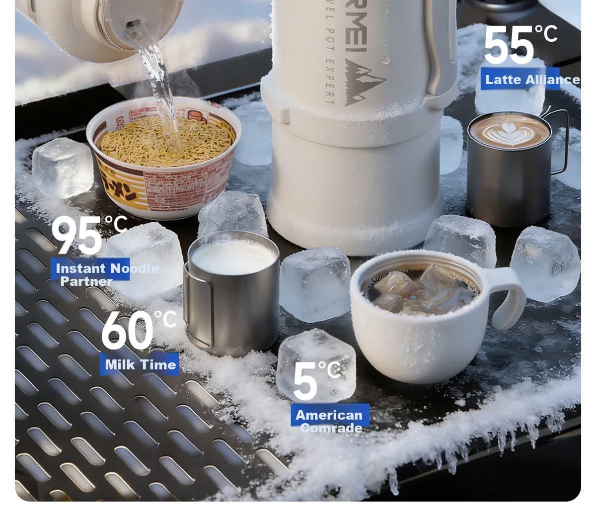 NRMEi Insulated Thermos Large Capacity 316 Stainless Steel Portable Car Outdoor Travel 72-Hour Long-Lasting Vacuum Flask 15
