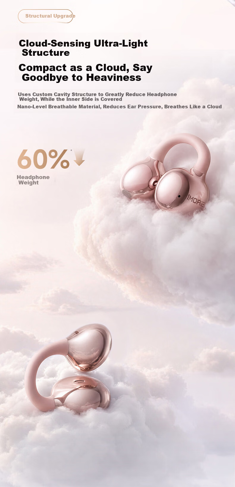 1MORE S20Ultra Bluetooth Ear Clip Bone Conduction Concept Open-Ear Noise Cancelling Headphones Pearl White 14