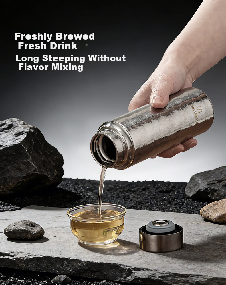 GLASSLOCK Pure Titanium Insulated Cup High-End Tea Steeping Cup Outdoor Portable Small Tea Cup Business Office Titanium Cup 280ml 5
