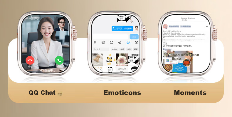 Fanmu Huaqiangbei B31 Ultra Premium Cellular Smartwatch 4G SIM Card Full Network MP3/MP4 APP Download Student Camera Gold 12