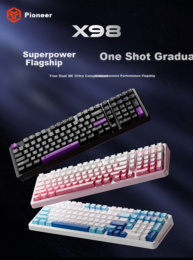 EWEADN X98 Custom Mechanical Keyboard Dual 8K Wired Wireless Bluetooth Tri-Mode Gaming Gasket Structure Hot-Swappable Full-Key Gaming Office PC Laptop Peripheral 1