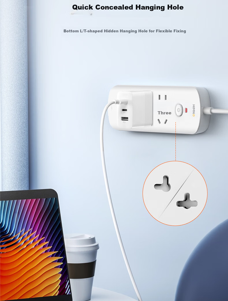 Ximino Power Strip Socket Panel Multi-Hole Household Dormitory Extension Cord with Master Switch 8 Outlets 1.8m PS205 5