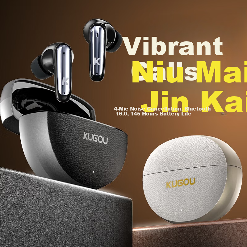 KUGOU M58 True Wireless In-Ear Bluetooth 6.0 Earphones with 4-Mic Call Noise Cancellation, Long Battery Life, Low Latency for Music, Gaming, Sports, Compatible with Huawei, Xiaomi, Oppo