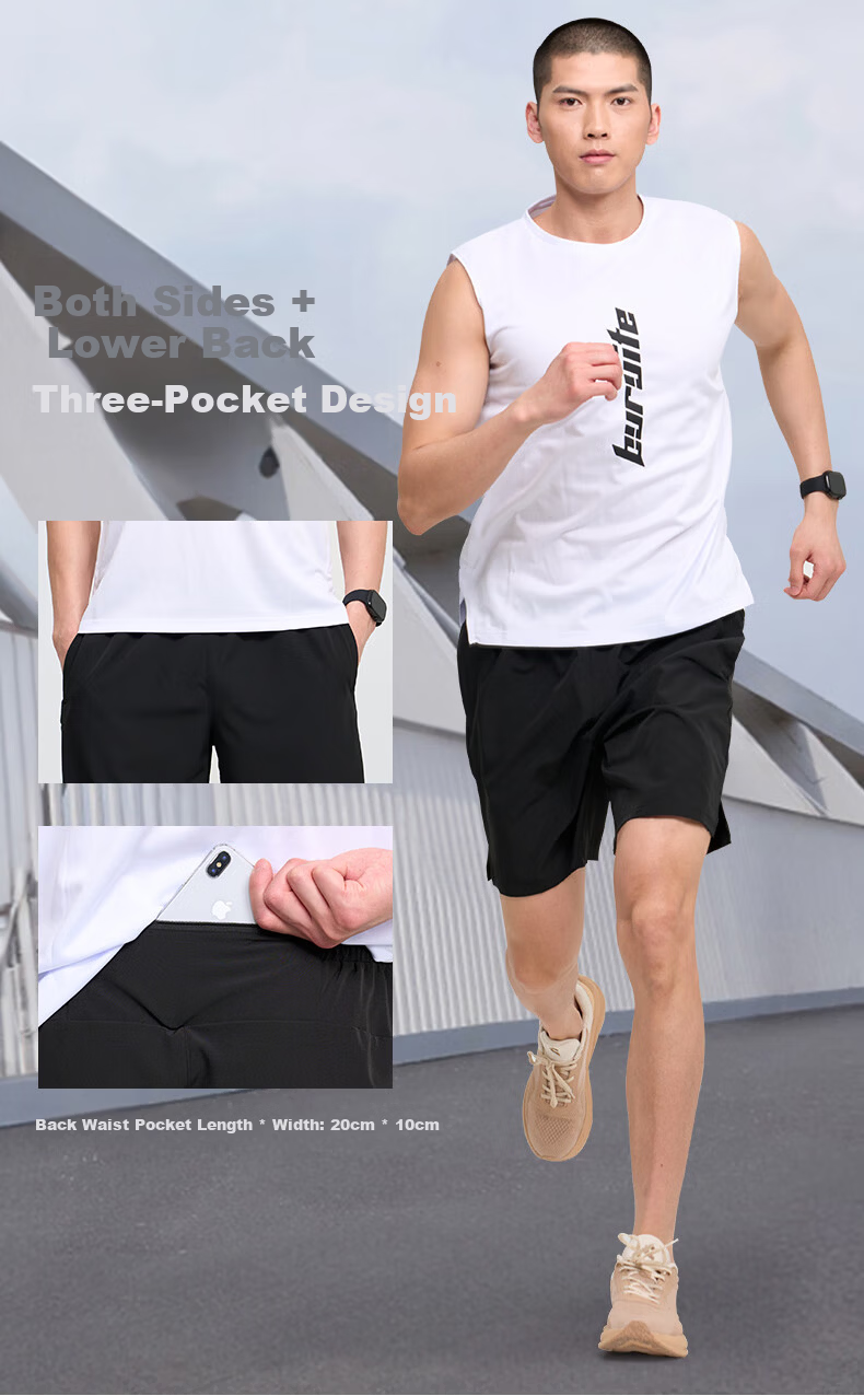 BURUITE Men's Sports Shorts Running Fitness Quick-Dry Casual Five-Point Summer Training Ice Silk Lightweight Woven Beach Basketball Pants 2