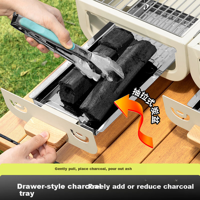 Beishanlang Outdoor Double-Sided Charcoal Grill Portable Home Patio Dual-Use BBQ Grill with Griddle SK263