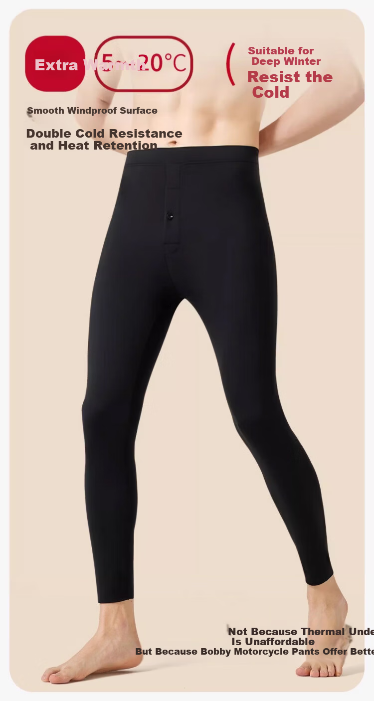 Caiyue Men's Fleece-Lined Thickened Thermal Sharkskin Pants Autumn Winter Windproof Cold-Resistant Motorcycle Riding Tight Base Layer Barbie Pants 1