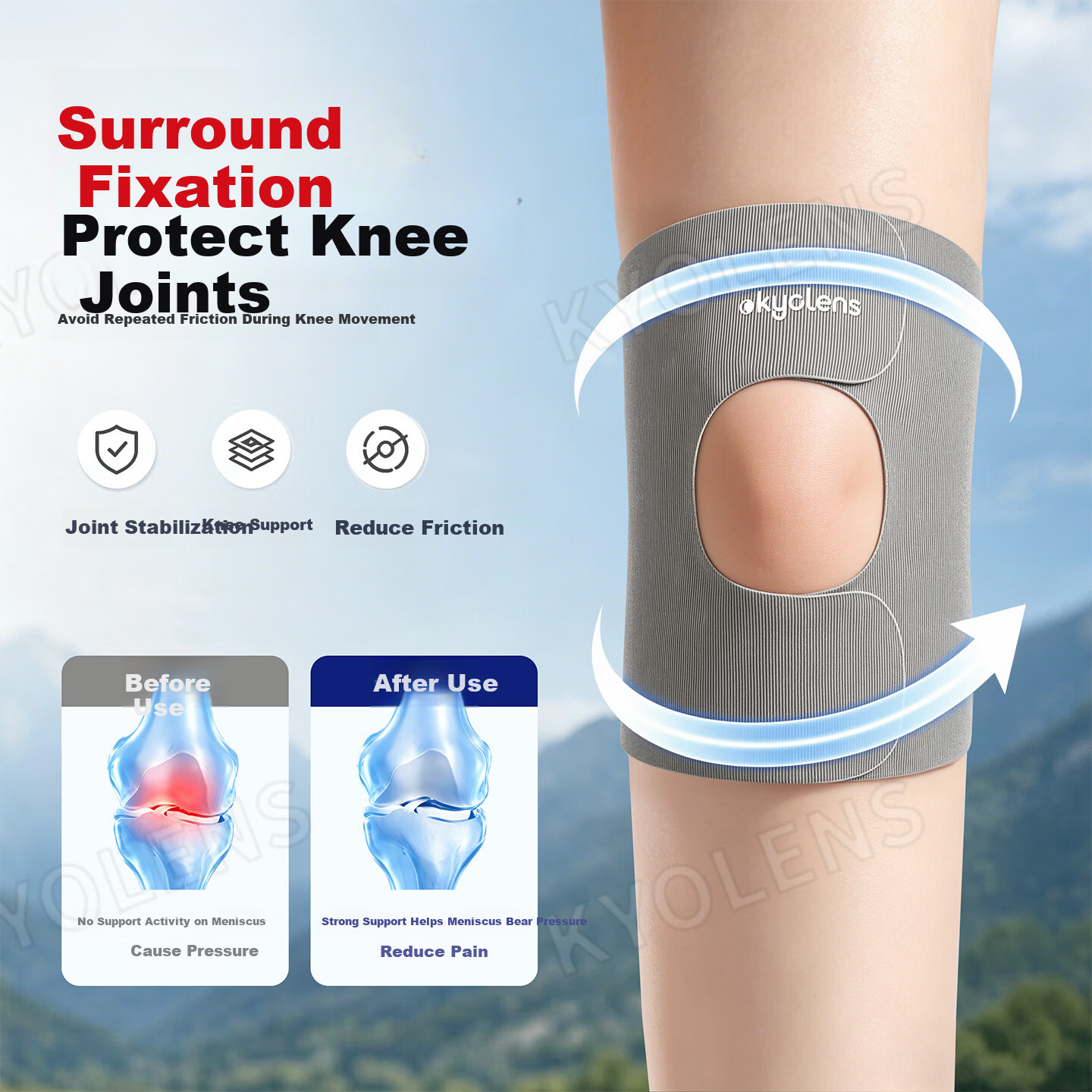 KYOLENS Knee Support Professional Sports Knee Brace Men Women Summer Lightweight Meniscus Injury Protection for Hiking Running Basketball 1