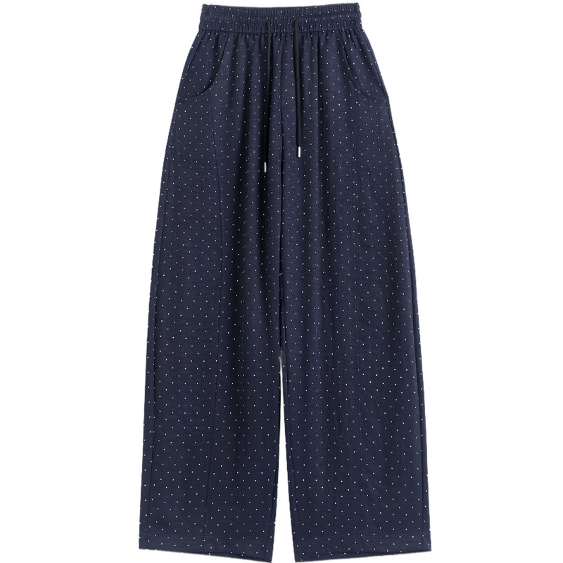 Demana [Comfort Zero Pressure Pants] Summer Korean Retro Polka Dot Straight Leg Elastic Waist Loose Slim Versatile Women's Casual Pants