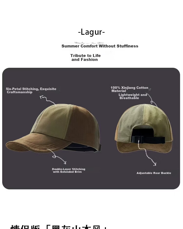 Lagur Couple Edition "Black Gray Yamamoto Style" 100% Cotton Duckbill Baseball Cap Sun Hat Face Slimming Firebrick Red 3