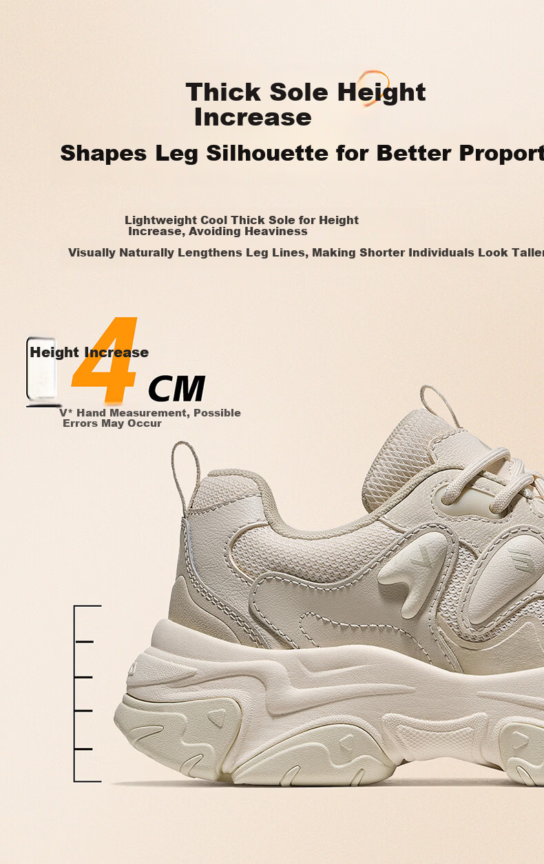 CAMEL Mangosteen Women's Breathable Height-Increasing Casual Dad Sneakers K26B09L7033 White/Light Gray Brown Size 36 7