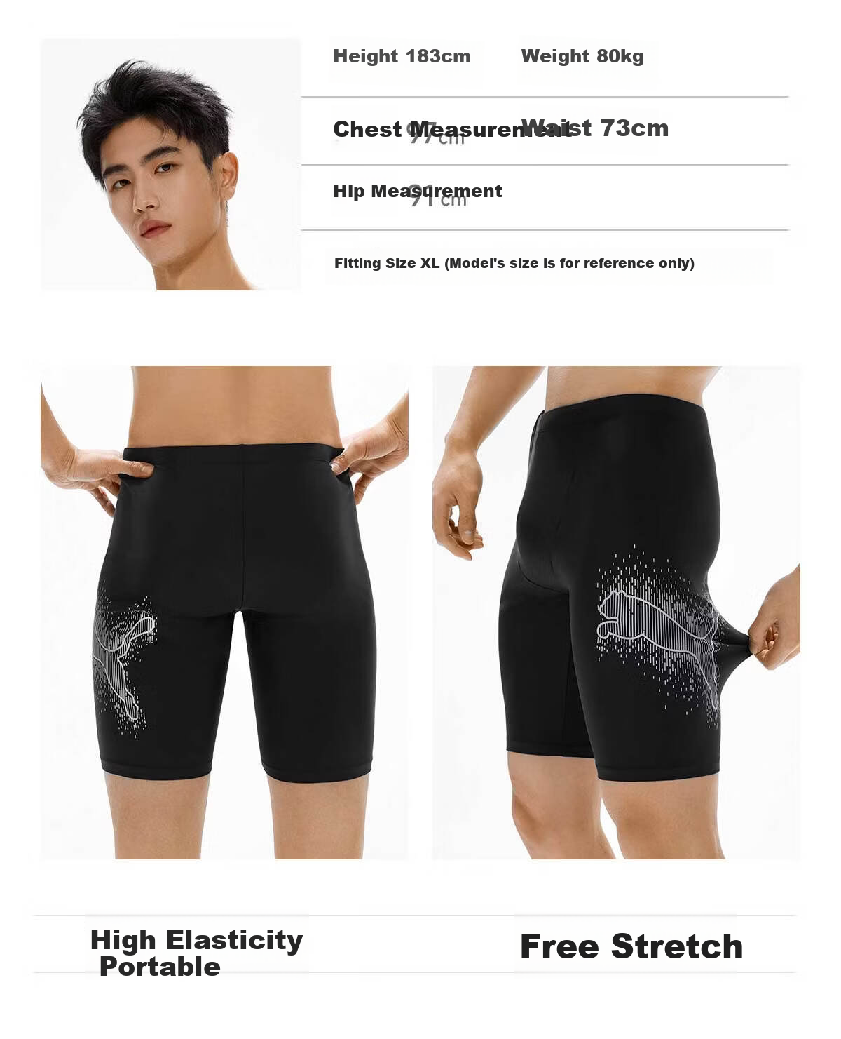 PUMA Men's Five-Point Swim Trunks New Anti-Embarrassment Plus Size Professional Training Swimwear 17
