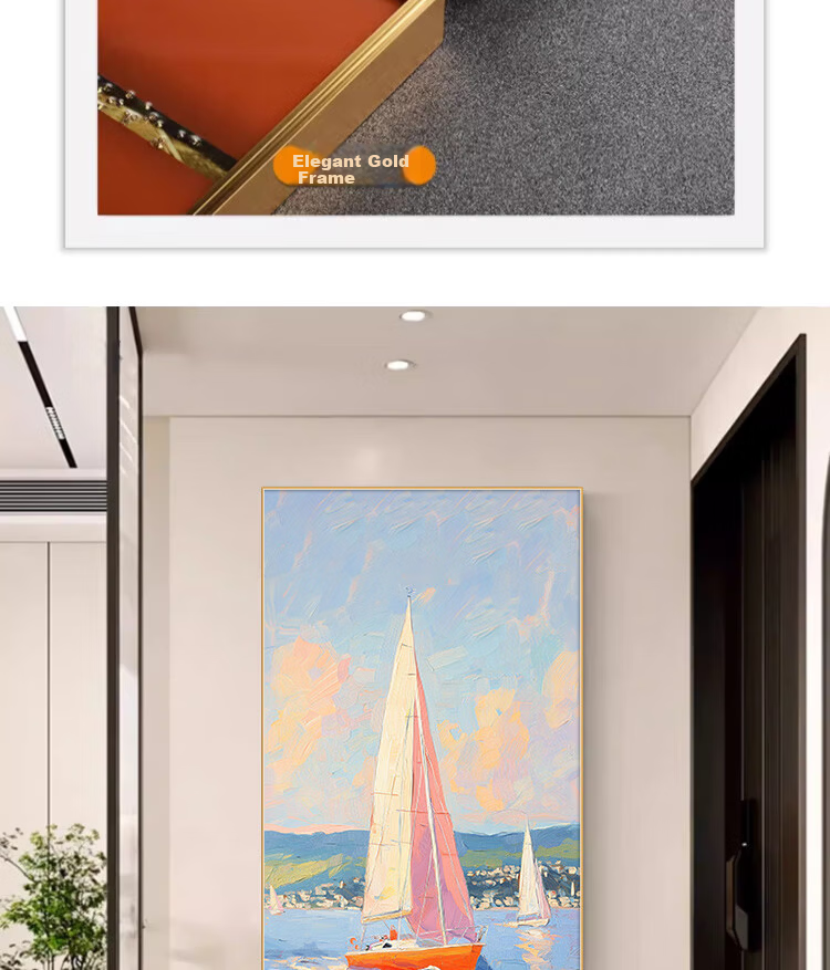Yihuan Yu Smooth Sailing Entrance Hall Decorative Painting Oil Painting Style Corridor Hanging Textured Living Room Entry Wall Art 11
