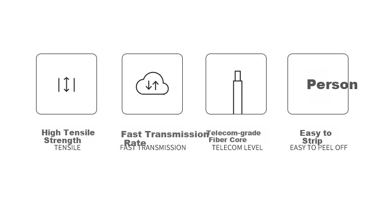 10,000-Level Fiber Optic Drop Cable Telecom Grade FTTR Fiber to the Home Indoor Butterfly Single-Mode Single-Core 1-Core 2 Steel Wire Optical Cable White 50m 2-19211 2