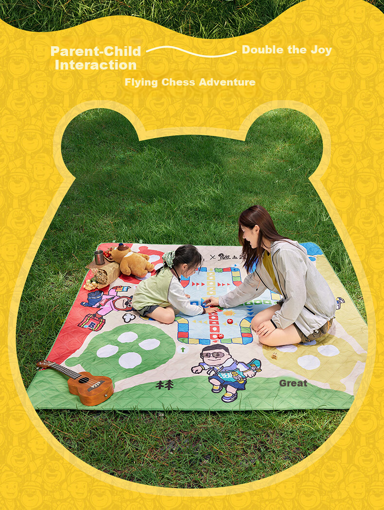 CAMEL × Boonie Bears Thickened Outdoor Picnic Mat Moisture-Proof Mat Flying Chess Children's Tent Mat Sleeping Pad 2