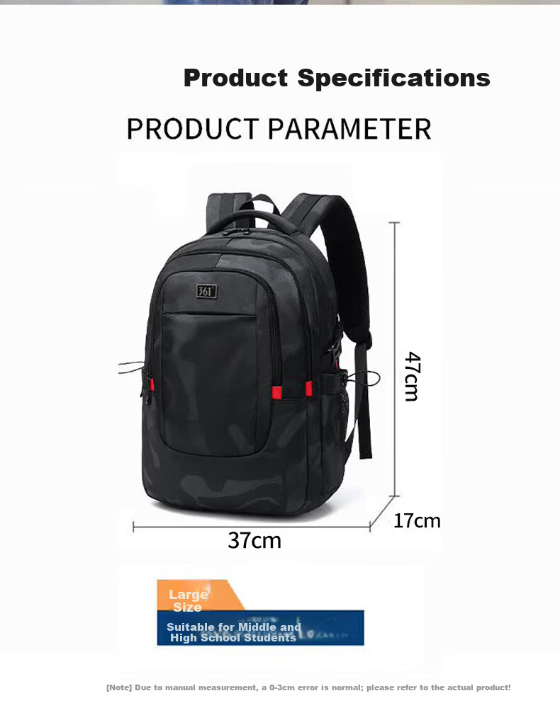 361° Men's Backpack Large Capacity Casual Water-Resistant Commuter Lightweight Sports Bag for Middle School, High School, and College Students 4