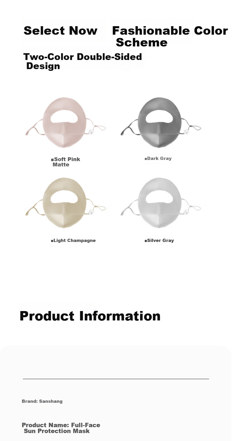 Sanshang 100% Silk Sun Protection Face Mask for Women UV Protection Full Face Mulberry Silk Sunshade Medical Face Bikini Silver Gray 10