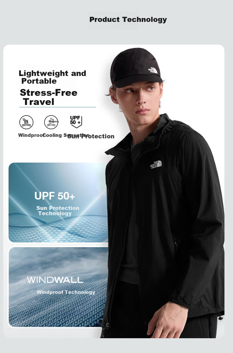 The North Face Men's Sun Chase Cooling Sun Protection Outdoor Multi-Functional Lightweight Windbreaker Jacket 87VY 2