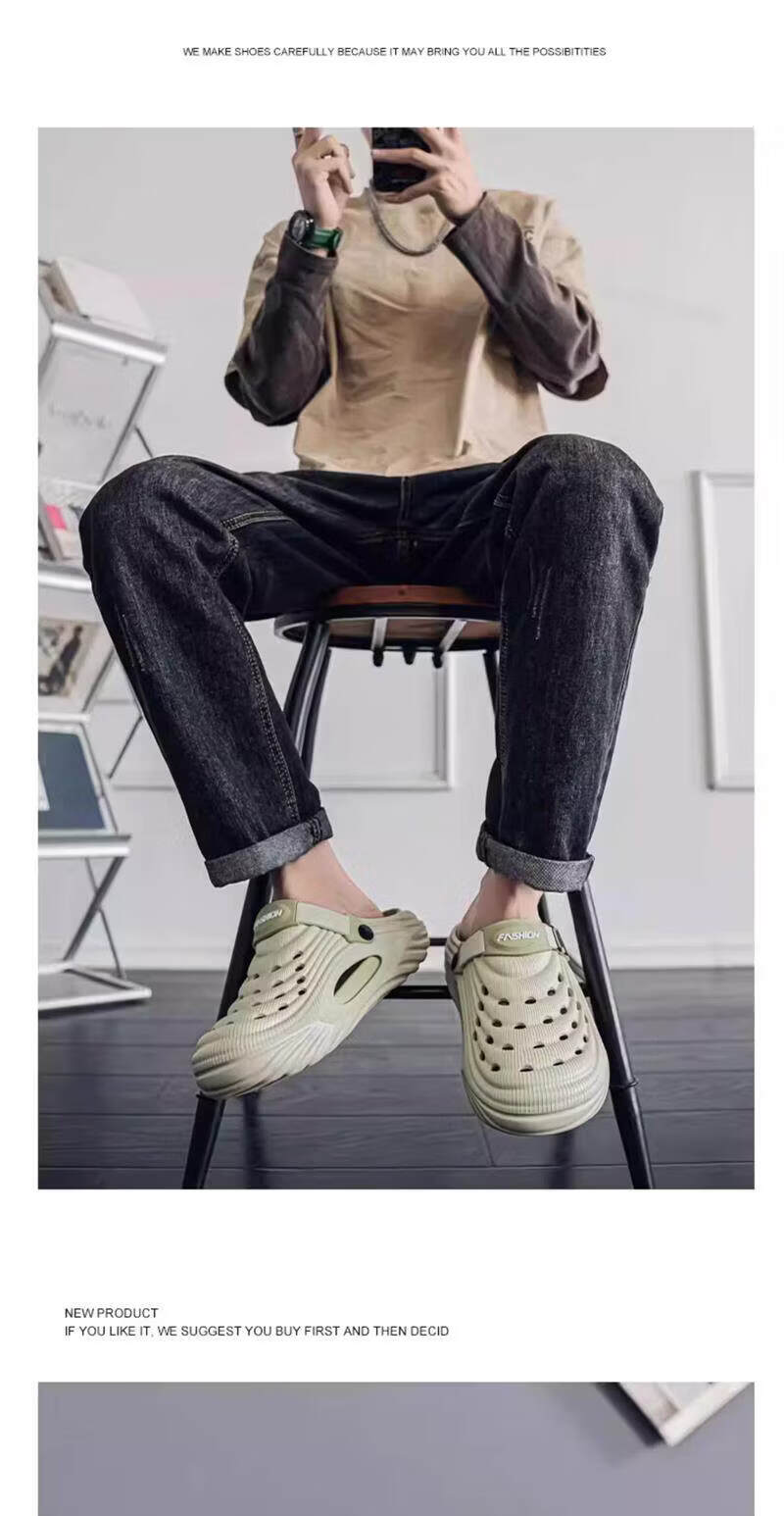 CXOCSI Men's Summer Outdoor EVA Breathable Non-Slip Clogs Green Size 40-41 16