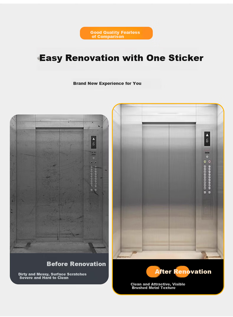 Cuttlefish Refrigerator Elevator Renovation Sticker Self-Adhesive Furniture Color Change Film Stove Protective Film Metal Brushed Silver 40*300cm 4