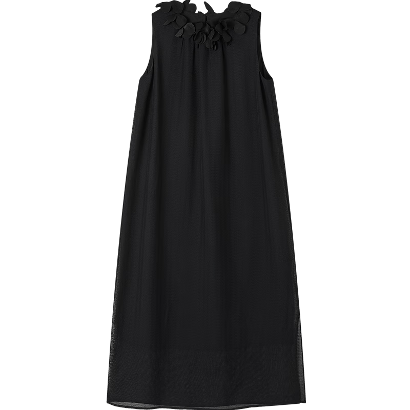 Demana Elegant Goddess Summer French Vacation Style Petal Collar Sleeveless A-Line Slim Dress for Petite Women