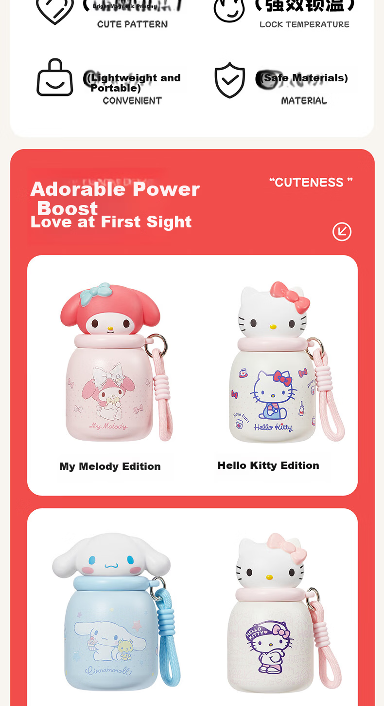 MINISO Sanrio Pudding Dog Insulated Portable Cute Water Bottle 250ml - Cinnamoroll 2