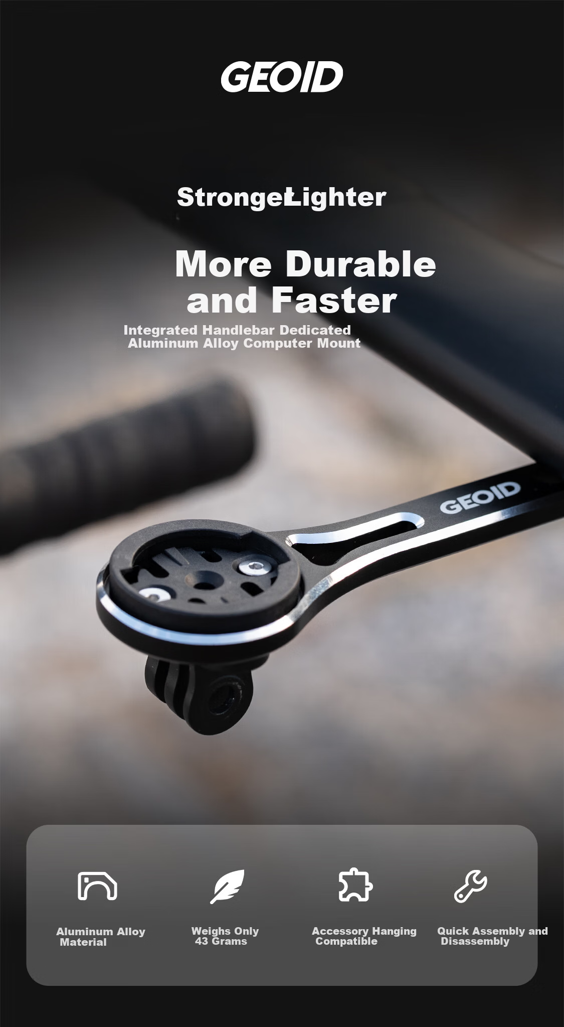 GEOID BM 07 Integrated Aluminum Alloy Bicycle Computer Mount with Light and Action Camera Holder Accessories 1
