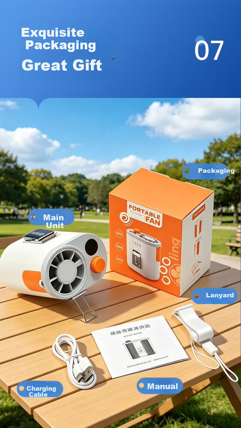 ALittleFlower 2026 New Waist Hanging Cooling Mini Turbo Fan Outdoor Camping Portable Neck Hanging Dorm Long Battery Life Mini USB Rechargeable High Power Fan 10