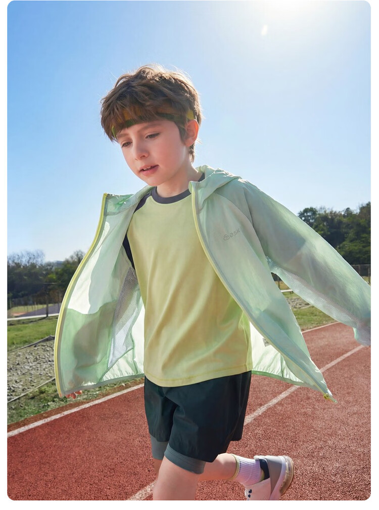 ASK JUNIOR Kids Sunscreen Jacket 2026 Summer UV Protection Air Conditioning Coat for Boys and Girls Green 26