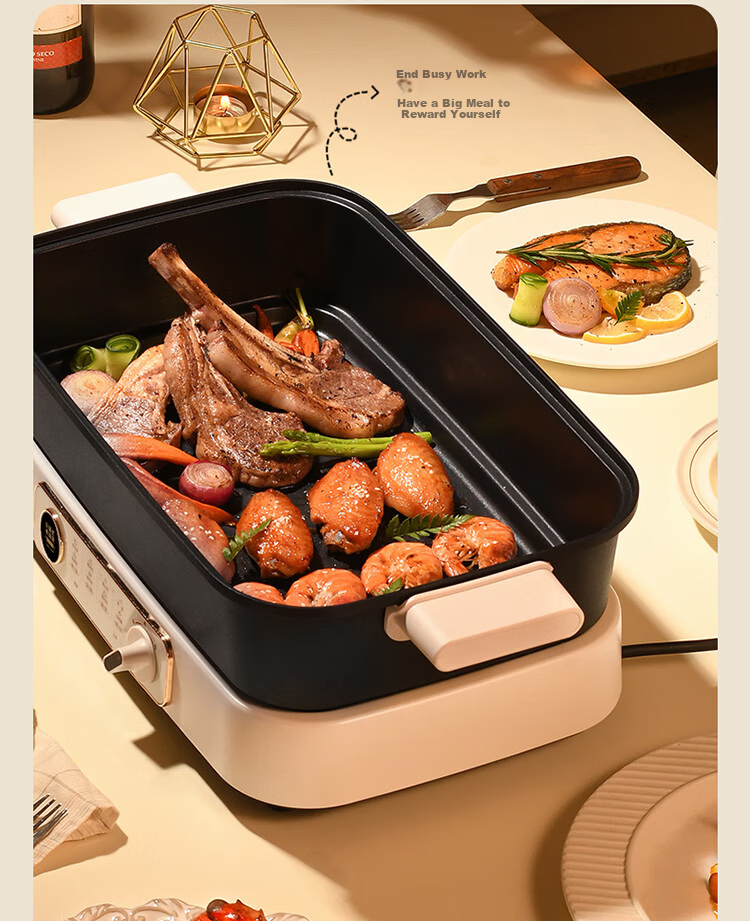 Liven Electric Hot Pot Electric Cooking Pot Hot Pot Dedicated Pot for 3-7 People Detachable Multi-Functional Cooking and BBQ Electric Heating Pot 7L Multi-Purpose Pot DHG-710 12