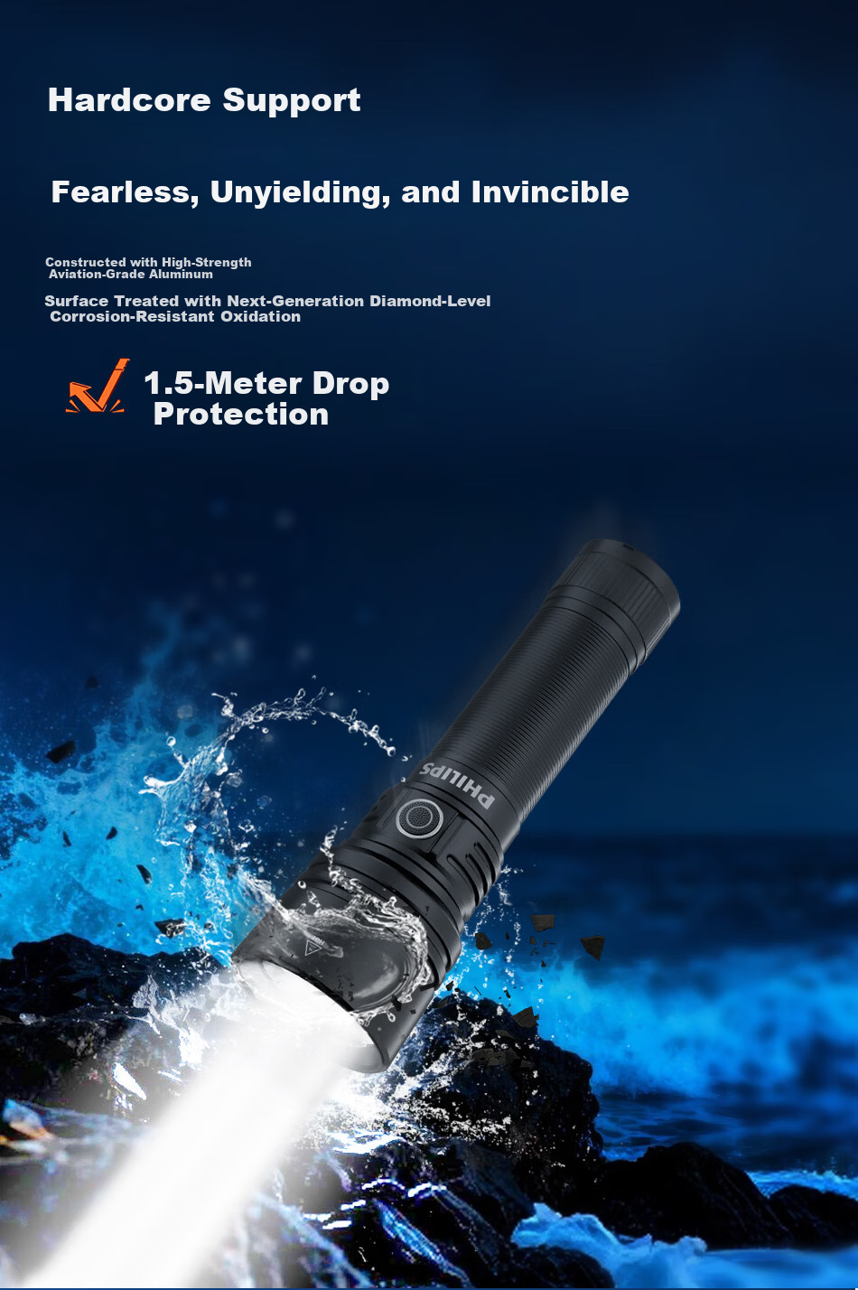 PHILIPS Flashlight High Brightness 200000 Lumens Long Battery Life Portable Military Outdoor Waterproof Rechargeable Durable Home Emergency 3251 15